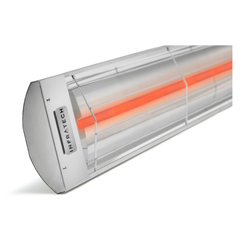 Infrared heater by Infratech with a sleek design and visible heating element, ideal for outdoor spaces and patios.