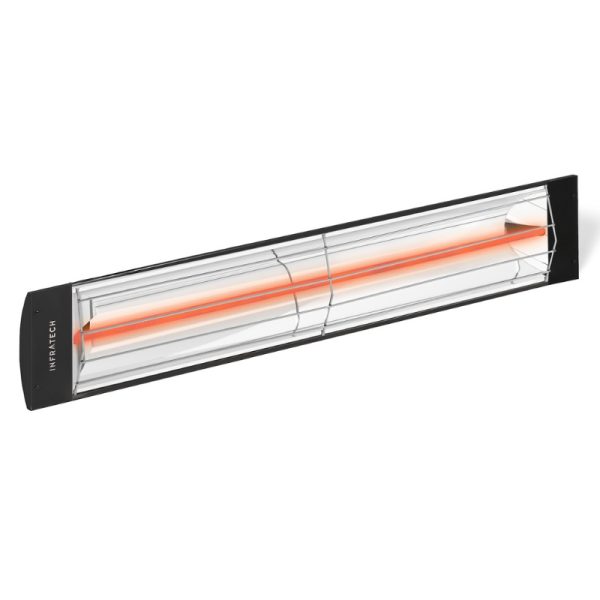 Infrared heating lamp with protective grill, designed for outdoor and indoor heating applications.