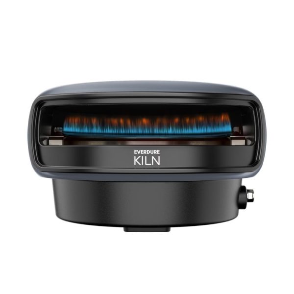 Everdure Kiln portable gas grill featuring a sleek design and blue flame burner for efficient cooking.