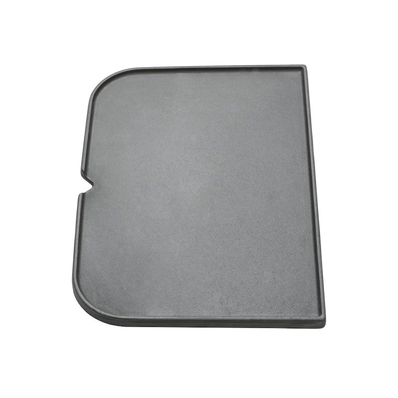Gray rectangular baking stone with a curved edge, ideal for even heat distribution in cooking. Perfect for pizza and bread.