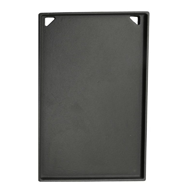 Black non-stick baking tray with raised edges, ideal for cooking and baking various dishes.