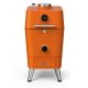 Bright orange Everdure outdoor cooker with digital temperature display, adjustable knobs, and stainless steel legs, perfect for grilling and smoking.