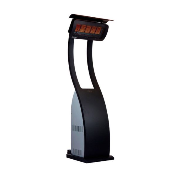 Stylish outdoor infrared heater with a sleek black design, ideal for patios and outdoor spaces.