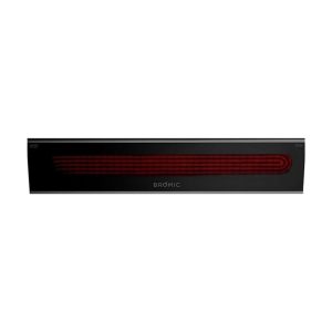 DROPHIC infrared heater with a sleek black design and red heating element, ideal for efficient indoor heating.