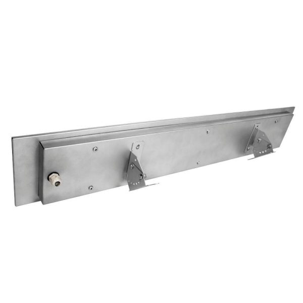 Stainless steel wall-mounted shelf bracket designed for durability and stability, featuring multiple mounting points for secure installation.