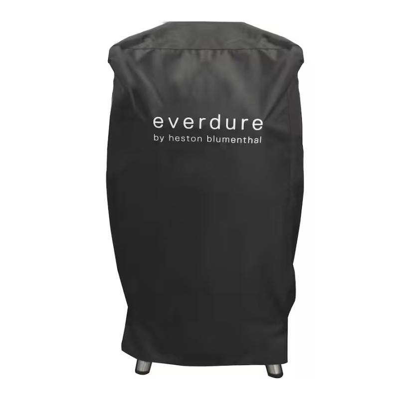 Everdure by Heston Blumenthal grill cover, durable black fabric, designed for outdoor protection and longevity.
