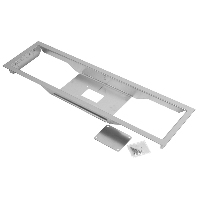 Stainless steel mounting bracket with hardware for installation, designed for durability and stability in various applications.