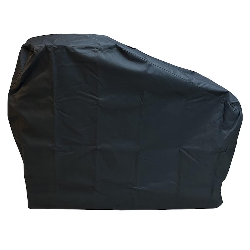 Black protective cover for outdoor furniture, designed to shield against weather elements and dust.