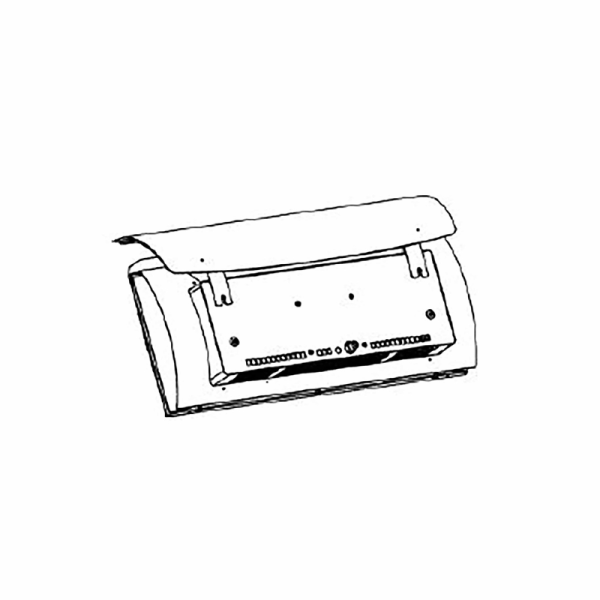 Illustration of a wall-mounted letterbox with a hinged lid and front slot for mail collection.