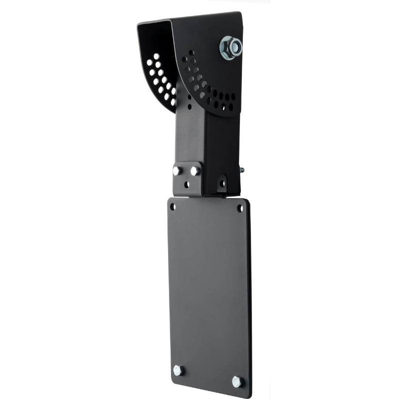 Heavy-duty black metal wall mount bracket designed for secure display and installation.