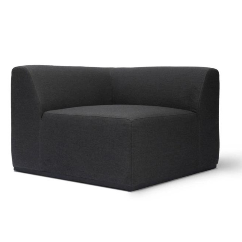 025b449d-d7fe-44b2-a703-45a1a753a649.jpg Modern black upholstered corner chair with a minimalist design, featuring rounded edges and a spacious seat.
