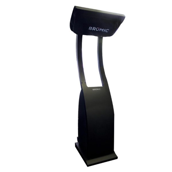 Bromic outdoor heating stand with sleek black design, ideal for patio and restaurant settings.