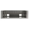 Stainless steel shelf with ventilation holes, designed for storage and organization in kitchens or garages.