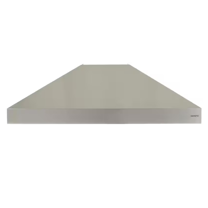 Coyote stainless steel outdoor range hood with a sleek design, ideal for enhancing ventilation in outdoor kitchens.
