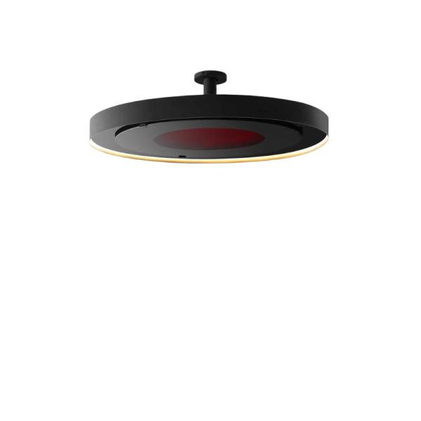 Modern black ceiling lamp with a sleek circular design and warm LED light. Ideal for contemporary home decor and lighting solutions.