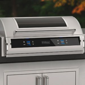 Fire Magic outdoor grill with digital temperature and pressure controls, featuring a sleek stainless steel design ideal for outdoor kitchens.