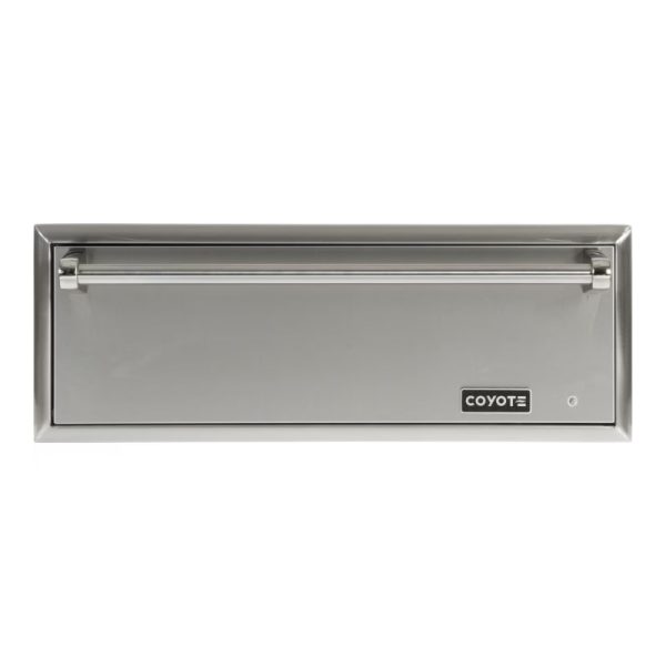 Coyote outdoor kitchen drawer in stainless steel, featuring a sleek design and sturdy handle for easy access.