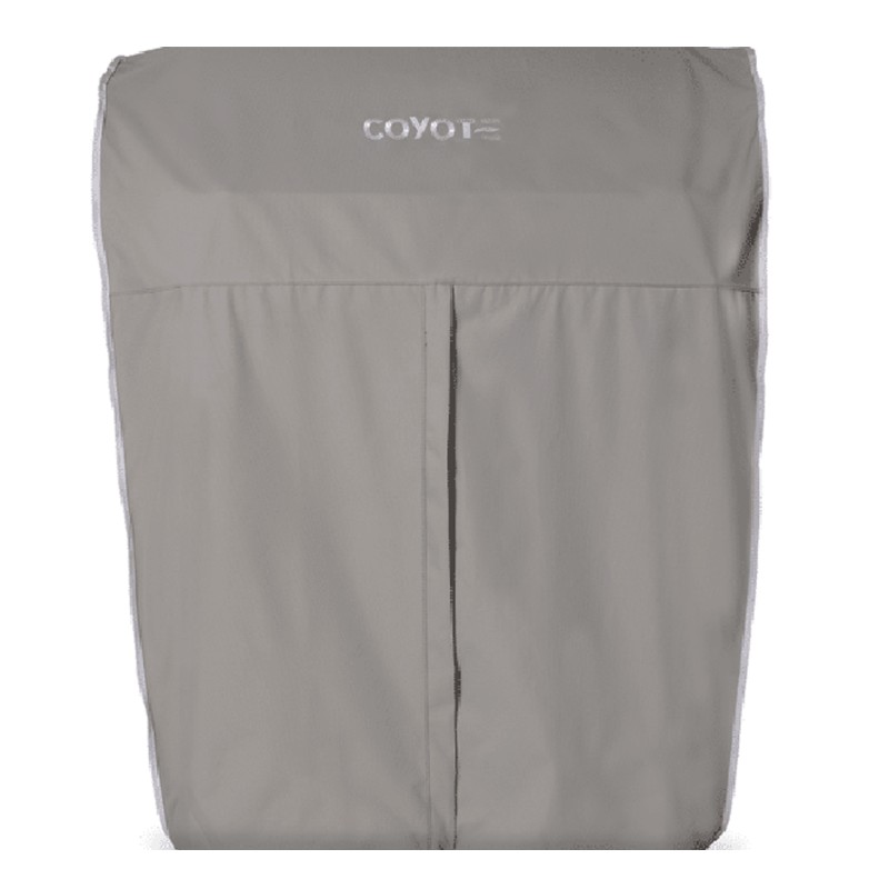 Coyote outdoor gear storage bag in light gray, featuring a zip closure and two front pockets for organized storage.