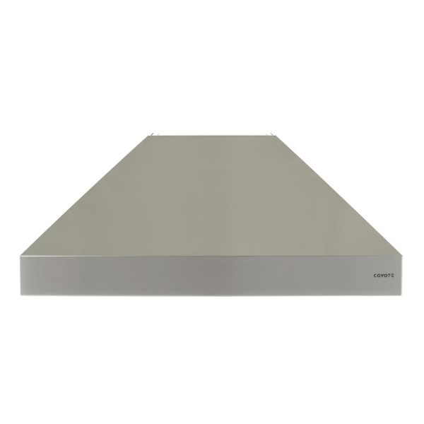 Stainless steel outdoor grill cover by Coyote, designed for durability and protection against weather elements.