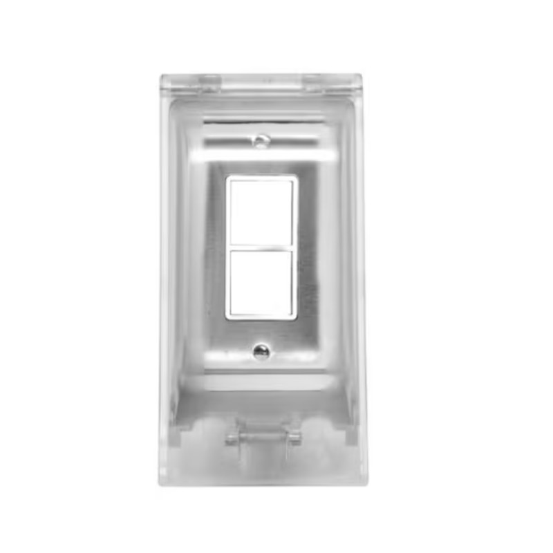 Clear double gang wall plate for light switches or outlets, featuring a sleek design for modern interiors.