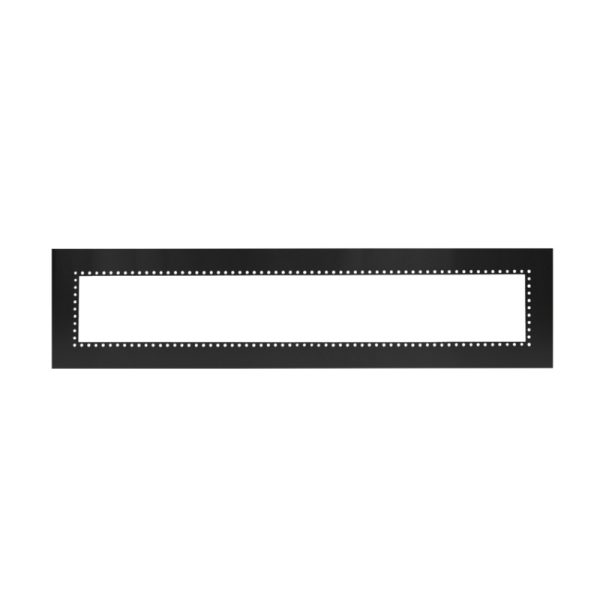 Black film strip holder with perforated edges and a blank center, ideal for displaying photographs or artwork.