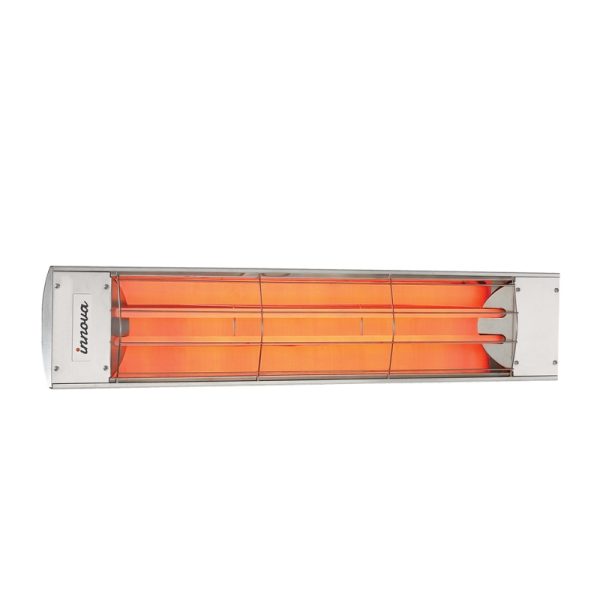 Innova infrared heater with orange heating elements, designed for efficient indoor and outdoor warmth.