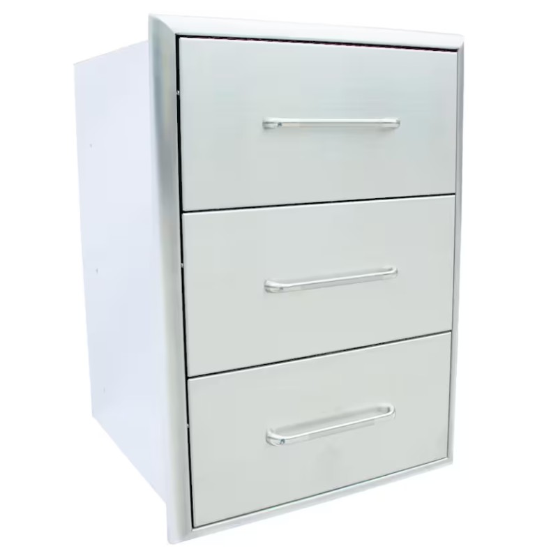 Modern three-drawer filing cabinet in white with sleek metal handles, ideal for office or home organization.