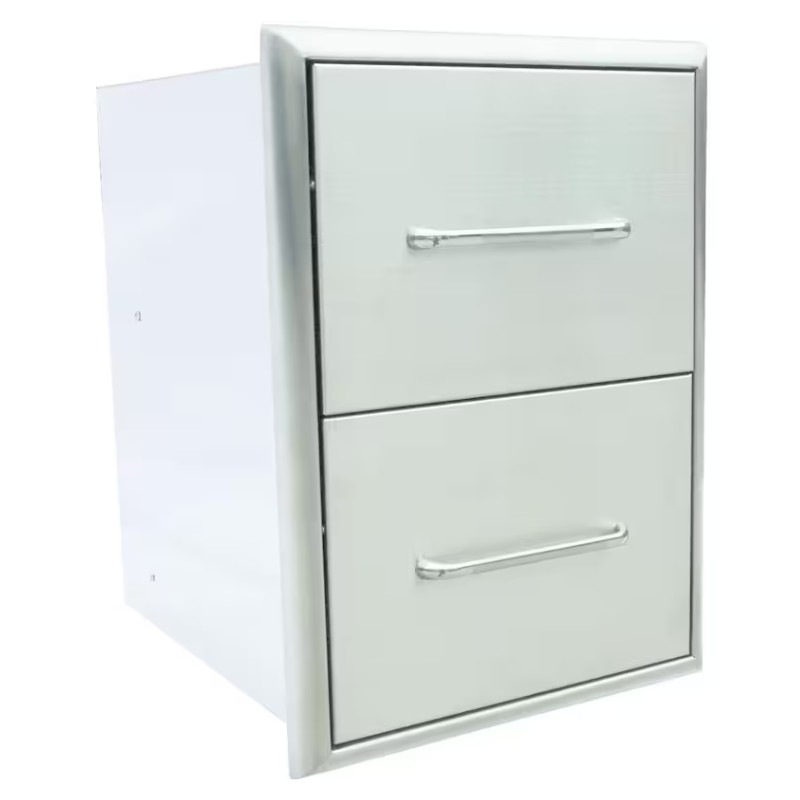 White metal file cabinet with two drawers and silver handles, ideal for office storage and organization.
