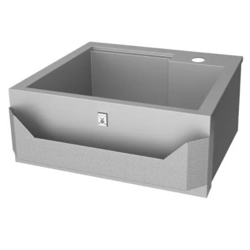 Stainless steel kitchen sink with a modern design and integrated drainboard. Ideal for contemporary home kitchens.