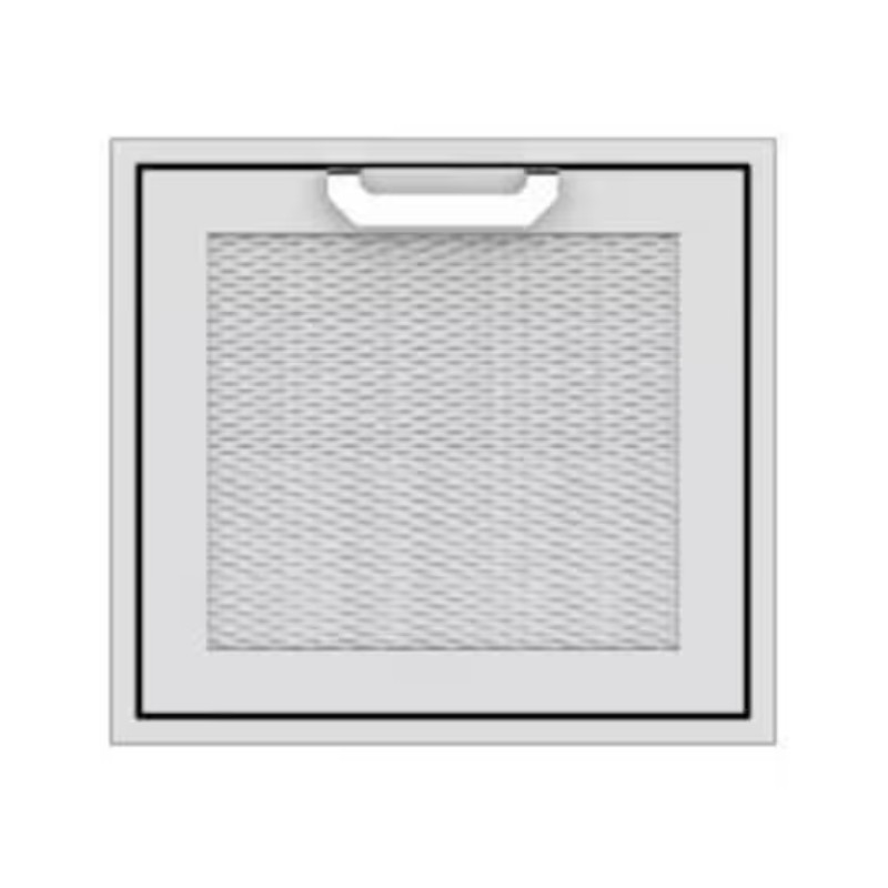 White kitchen range hood filter with a textured mesh design and a handle for easy removal.