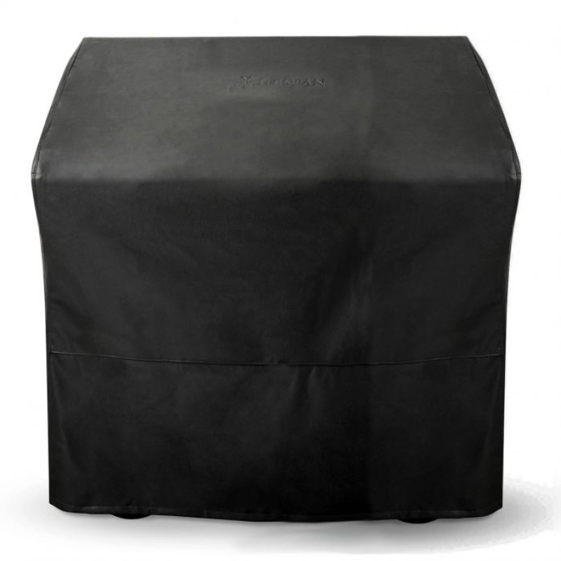 Black grill cover designed for outdoor protection, featuring durable material for weather resistance and longevity. Ideal for keeping grills safe from dust and moisture.