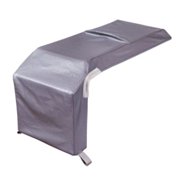 Silver outdoor furniture cover designed for protecting chaise lounges from weather elements. Durable, water-resistant material with secure straps for a snug fit.