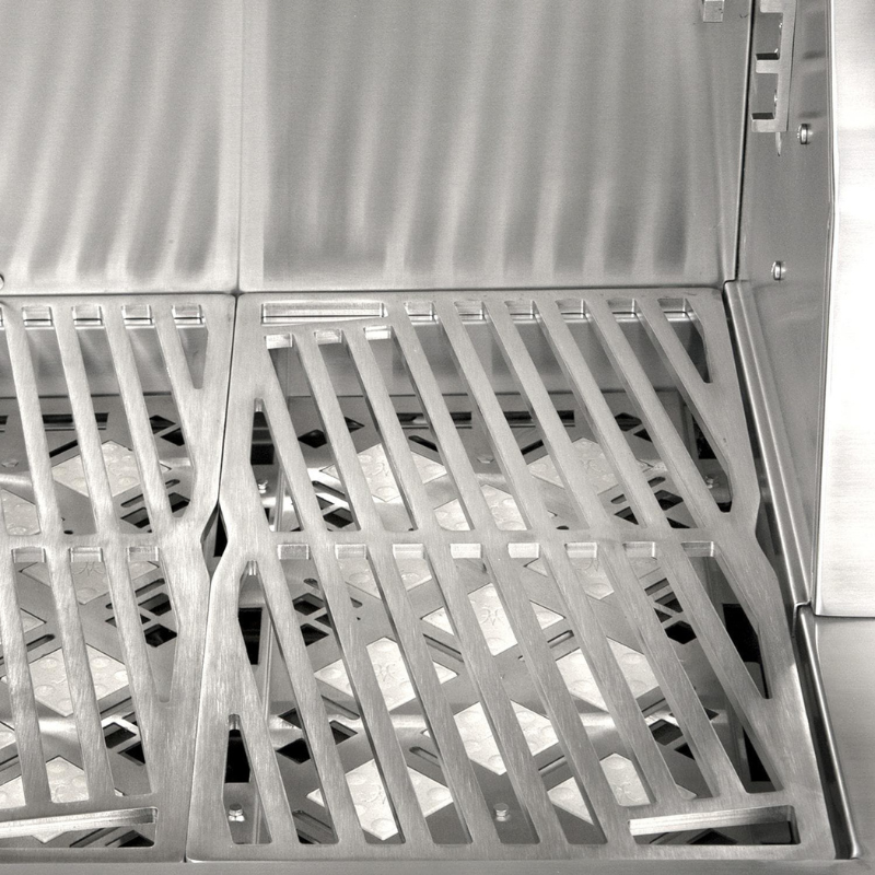 Stainless steel grill grates with a sleek, modern design, showcasing a durable cooking surface ideal for outdoor barbecues.