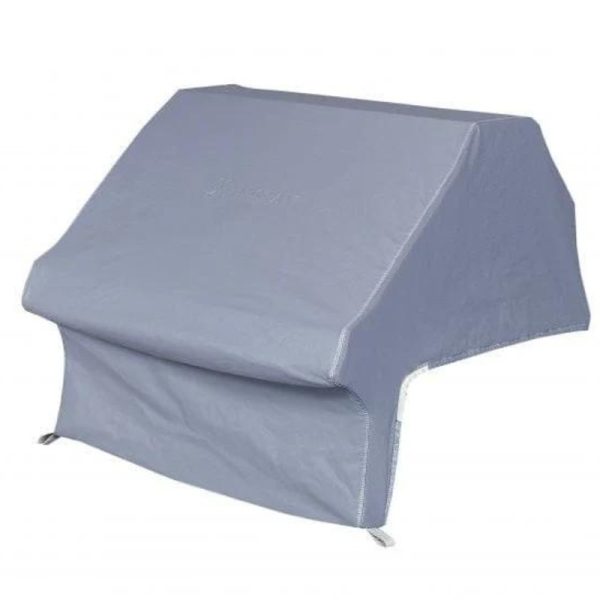 Gray outdoor grill cover designed for weather protection and durability. Ideal for safeguarding grills from rain, dust, and UV damage.