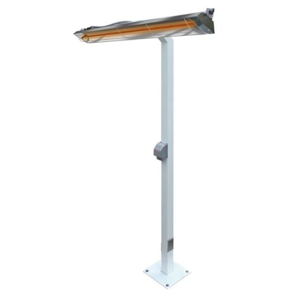 Outdoor infrared patio heater on a stand, designed for efficient heating and comfort in outdoor spaces.