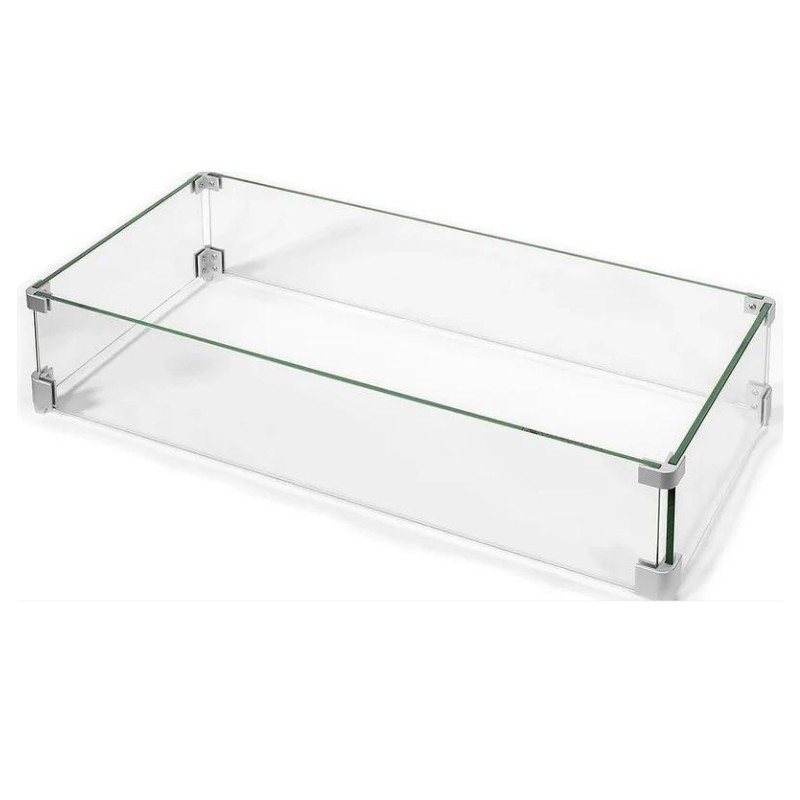 Clear glass storage box with silver corner accents, ideal for organizing items in a stylish manner.