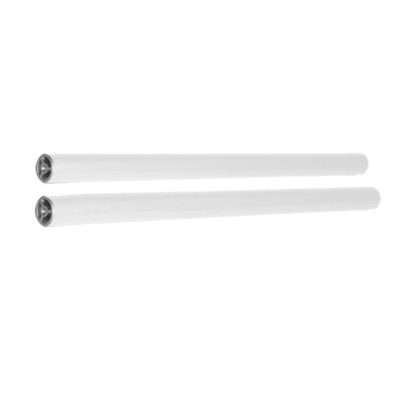 Two white plastic rods with metal ends, ideal for various DIY projects and home improvements.