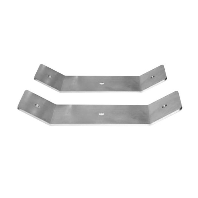 Stainless steel mounting brackets for secure installation, featuring two angled plates with pre-drilled holes for easy attachment.