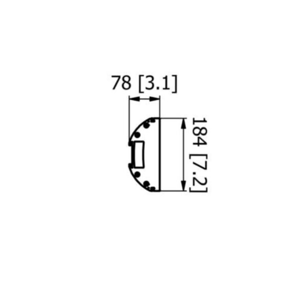 Technical drawing of a circular component with dimensions: diameter 78 mm [3.1 in] and height 184 mm [7.2 in].