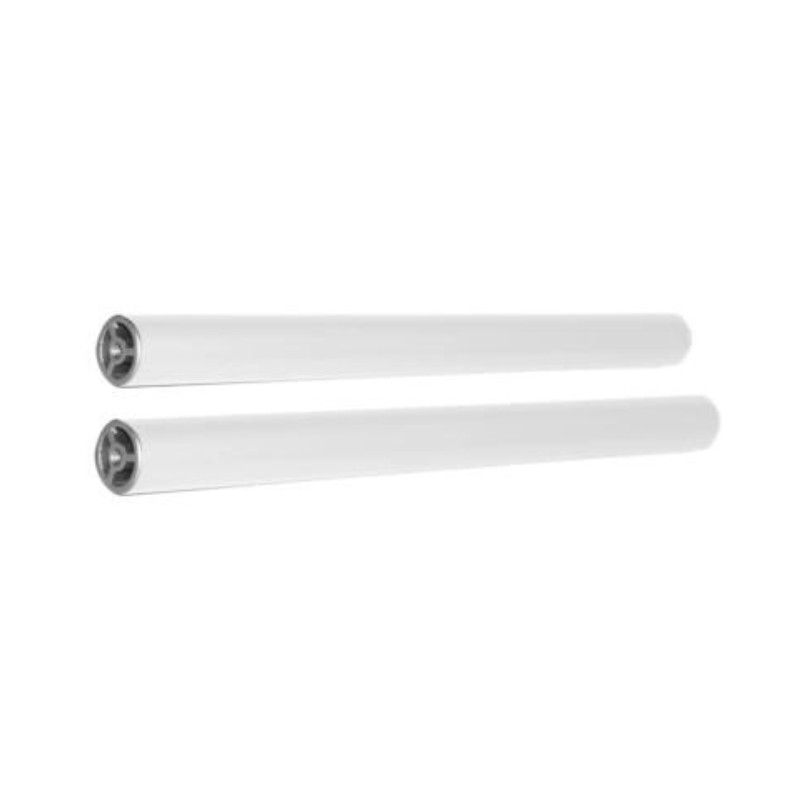 Two white paper rolls with metal cores, ideal for crafting and packaging projects.