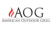 Logo of American Outdoor Grill (AOG) featuring a stylized flame and bold typography, representing premium outdoor cooking products.