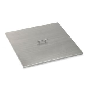 Stainless steel square lid with a central handle, ideal for covering pots and pans.