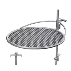 Metal grill grate with a circular design, featuring a diamond pattern, suitable for outdoor cooking and grilling.
