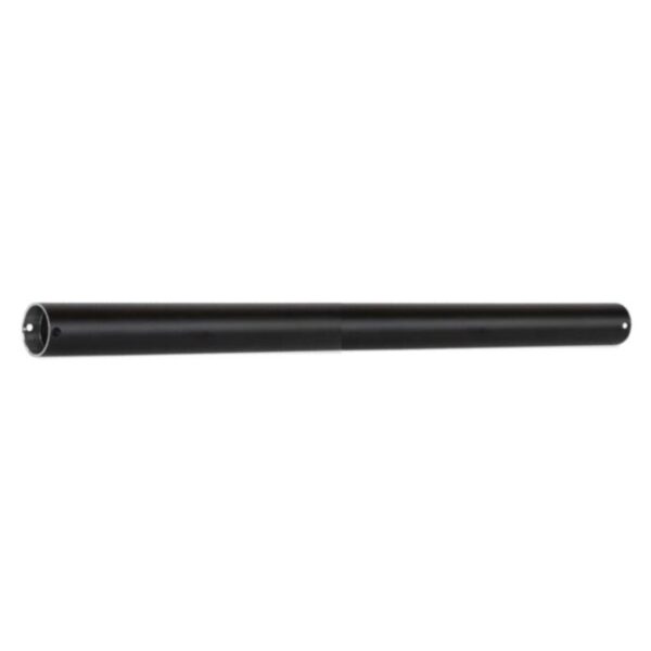 Black metal pipe with a smooth exterior and a connector end, suitable for various industrial applications.