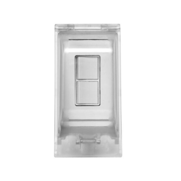 Clear plastic switch cover with two rectangular button openings, designed for electrical switches.