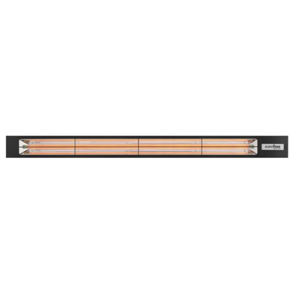 Black outdoor infrared heater with dual heating elements, ideal for patios and outdoor spaces.