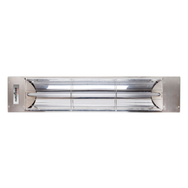 Stainless steel infrared heater with a sleek design, ideal for outdoor and indoor heating solutions.