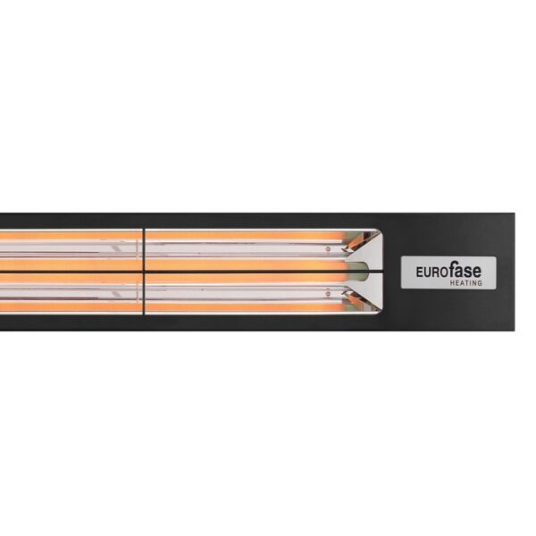 Eurofase Heating infrared heater with dual heating elements and sleek black design, ideal for outdoor and indoor spaces.