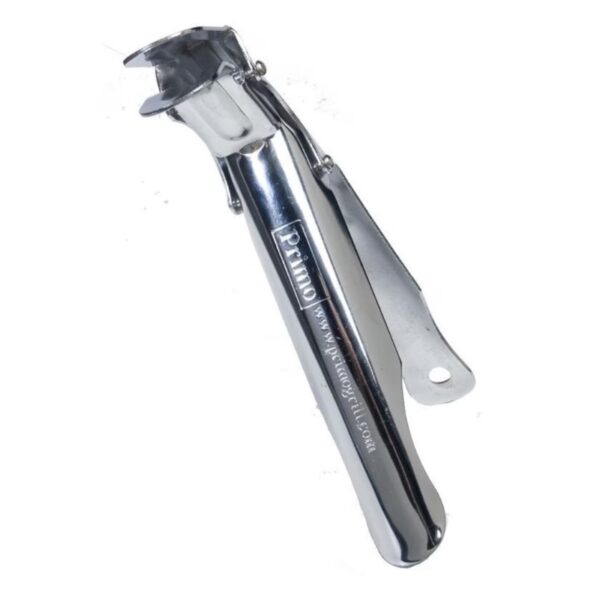 Stainless steel Primo grill tool for precise food handling and grilling.