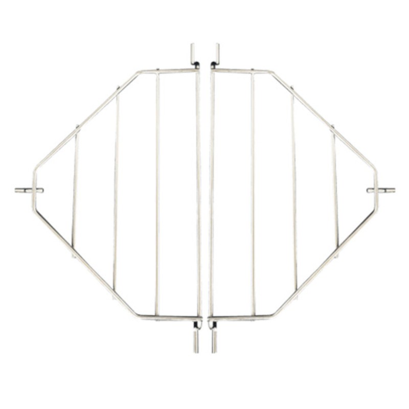 25cc0d1c-1b1d-413e-b15c-e253f8d9f084.jpg Stainless steel folding gate with a hexagonal design, ideal for securing spaces and controlling access.